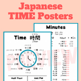 Japanese Time Hours, Half Past, Minutes Reference Sheet In