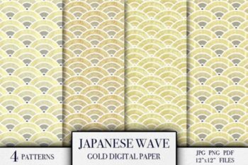Preview of Japanese wave seamless pattern Gold texture