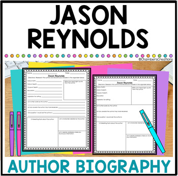 Preview of Jason Reynolds Author Biography Research Outline Long Way Down Ghost