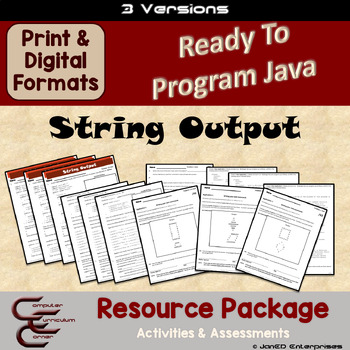 Preview of Java 1 String Output 3 Version Coding Activities & Assessments