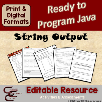 Preview of Java 1 String Output Editable Coding Activities & Assessments