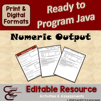 Preview of Java 2 Numeric Output Editable Coding Activities & Assessments