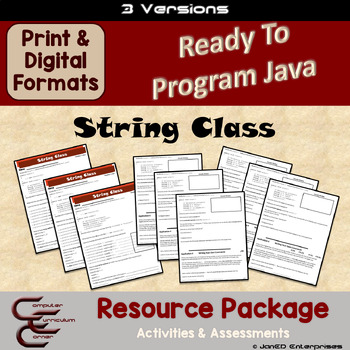 Preview of Java 4 String Class 3 Version Coding Activities & Assessments