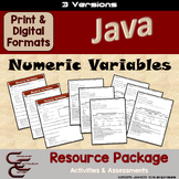 Java Basics Numeric Variables 3 Version Coding Activities & Assessments
