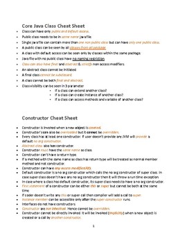 Preview of Java Programming Quick Review Cheat Sheet