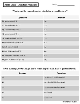 AP® Computer Science - Java Programming - Using Math.random() by Finchs ...