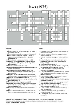 Jaws Movie (1975) Vocabulary Crossword Puzzle by M Walsh TPT