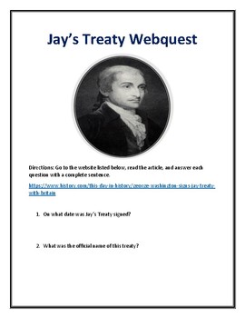 Preview of Jay's Treaty (John Jay) With Answer Key!