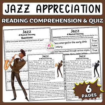 Preview of Jazz Appreciation Comprehensive Nonfiction Reading Passage & Interactive Quiz