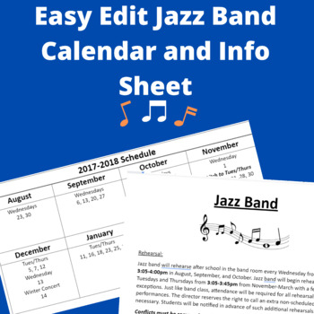 Preview of Jazz Band Calendar and Information Document