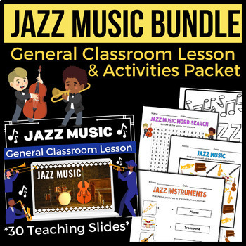 Preview of Jazz Music Bundle → General Lesson (30 Slides) & No Prep Activities (4 Pages)