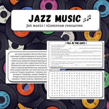 Preview of Jazz Music | Intro Printable Worksheet Activity