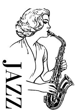 Preview of Jazz (Music coloring pages) - 2 pages, fun, kids,