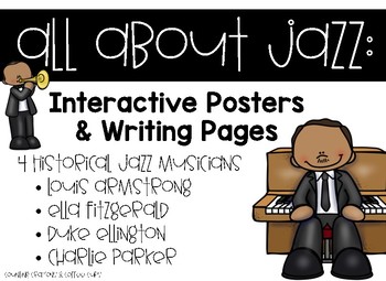 Preview of Jazz Musician Posters and Writing Pages