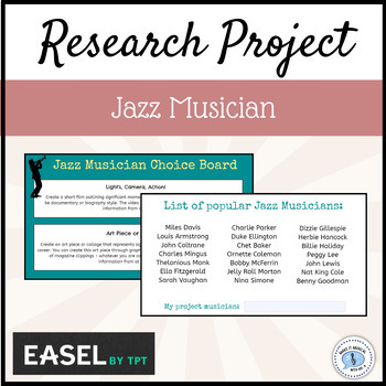 Preview of Jazz Musician Research Project (Easel Activity)