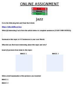 Preview of Jazz Online Assignment (MUSIC)