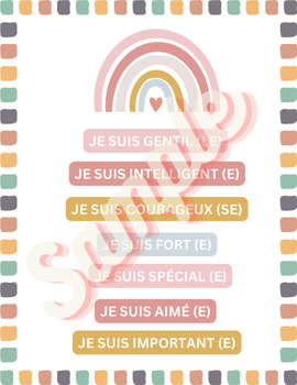 Preview of Je Suis Gentil Intelligent Courageux French Printable Poster