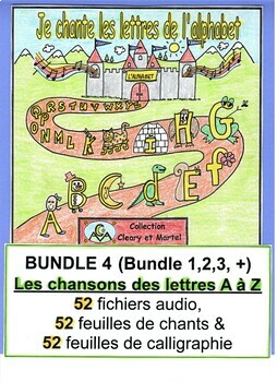 Preview of Je chante les lettres- BUNDLE 4- 52 Audio Files, 52 Song  & 52 Printing Sheets