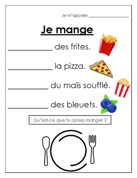 Je mange (I eat) Worksheet by Miss Alicia Classroom | TPT
