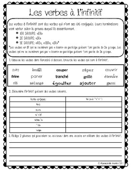 Preview of Je pratique l'infinitif- La recette (FRENCH)