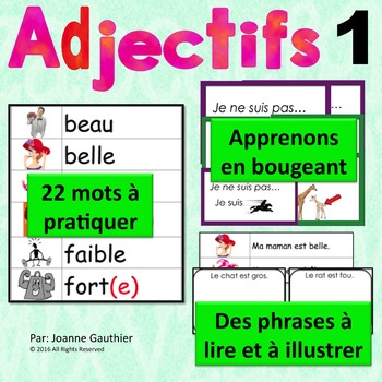 Preview of Je travaille mon vocabulaire: Les adjectifs 1 {French Adjectives Practice 1}