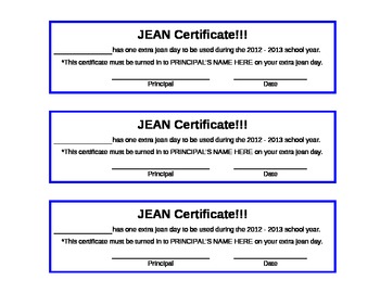 Preview of Jean Certificate - Motivation and Staff Morale