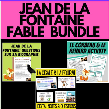 Preview of Jean De La Fontaine Fable Bundle | Beginner & Intermediate French Poetry