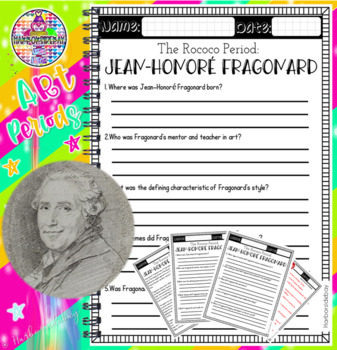 Preview of Jean-Honoré Fragonard Reading Comprehension | Rococo Art History Worksheets