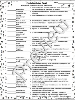 Preview of Jean Piaget Match 'EM~Theory Characteristics~Developmental Psychology~NO PREP