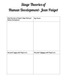 Preview of Jean Piaget Review Worksheet