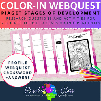 Preview of Jean Piaget Stages of Cognitive Development Psychology Booklet Color-In Webquest