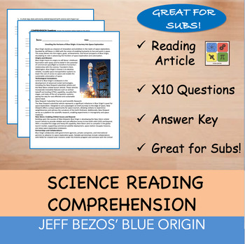 Preview of Jeff Bezos' Blue Origin - Reading Passage x 10 Questions - 100% EDITABLE