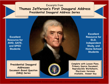 Preview of Jefferson's First Inaugural Address - DBQ - PDF for Handouts