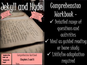 Preview of Jekyll and Hyde Printable Reading Comprehension Workbook. Chapters 5 and 6