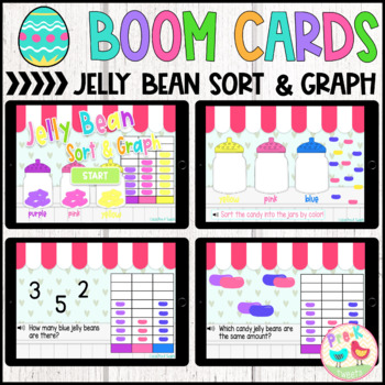 Preview of Jelly Bean Color Sort and Graph Boom Cards | Distance Learning