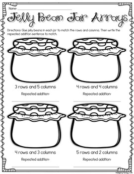 Jelly Bean Jar Arrays WORKSHEETS - 2.OA.4 by Pocketful of Primary