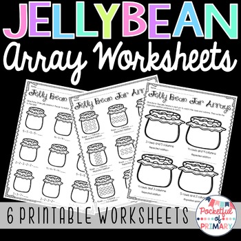 Preview of Jelly Bean Jar Arrays WORKSHEETS - 2.OA.4