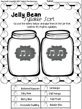 Jelly Bean Set: Ostinato Cards and Rhythm Sort Worksheet | TpT