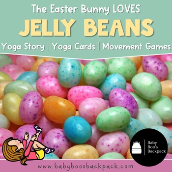 Preview of Jelly Bean Yoga Story & Yoga Cards | Easter Circle Time Games & Songs
