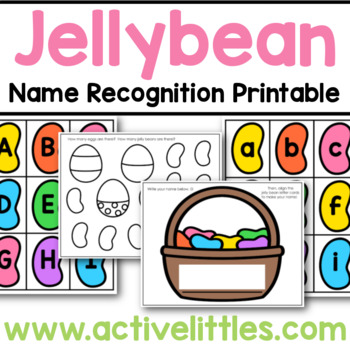 Preview of Jelly bean Name Recognition Printable for Preschoolers and Pre-K