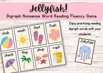 Preview of Jellyfish! Digraph Nonsense Word Reading Fluency Game// Summer// End of Year