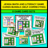 Jenga Math And Literacy Game Cards Self-Checking Bundle