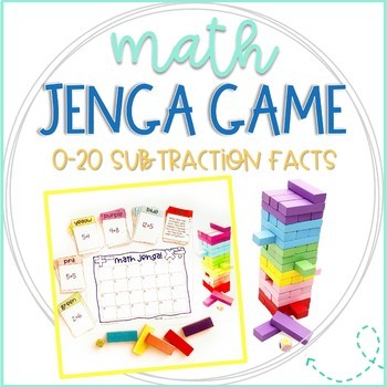 Preview of Math Jenga Game Cards for 0-20 Subtraction Fact Fluency