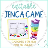 Editable Jenga : Literacy and Math Center Games
