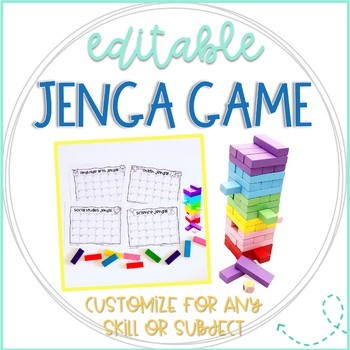 Preview of Editable Jenga : Literacy and Math Center Games