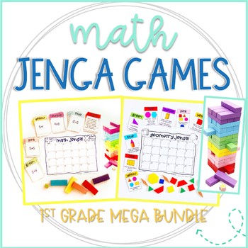Preview of Jenga 1st Grade Math Games for Centers or Review MEGA Growing Bundle + Holidays