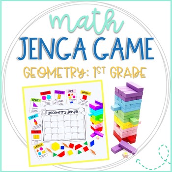 Preview of Math Jenga Game Cards for 1st Grade Geometry and Plane and Solid 3D Shapes