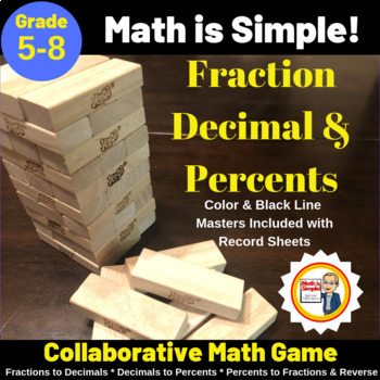 Preview of Jenga Math Game - Fraction, Decimal & Percents