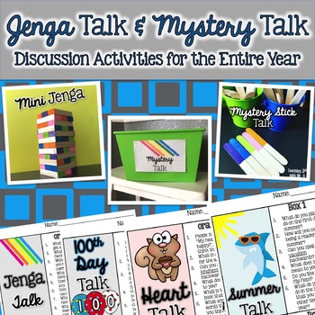 Preview of Discussions Games: Jenga Talk, Mystery Talk, Dice Talk (editable) Back to School