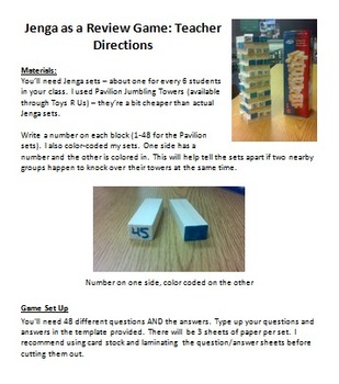 Preview of Jenga: Review Game for German